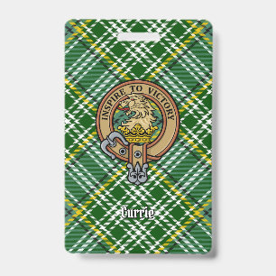 Clan Currie Löwenwappen über Tartan Ausweis
