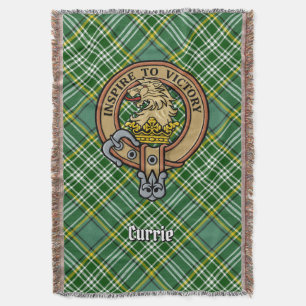 Clan Currie Löwenwappen über Tartan Decke