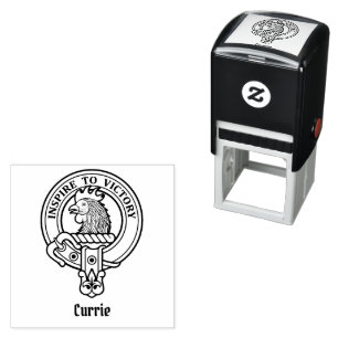Clan Currie Rooster Wappen Selbstfarbige Briefmark Permastempel