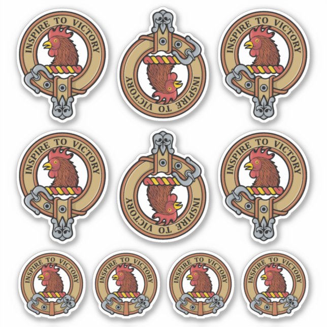Clan Currie Rooster Wappen Sticker Set (Vorderseite)