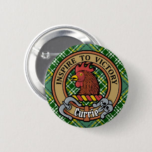 Clan Currie Rooster Wappen über Tartan Button
