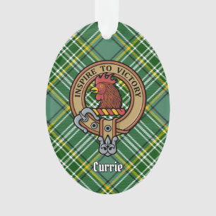 Clan Currie Rooster Wappen über Tartan Ornament