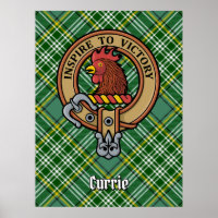 Clan Currie Rooster Wappen über Tartan