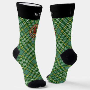 Clan Currie Rooster Wappen über Tartan Socken