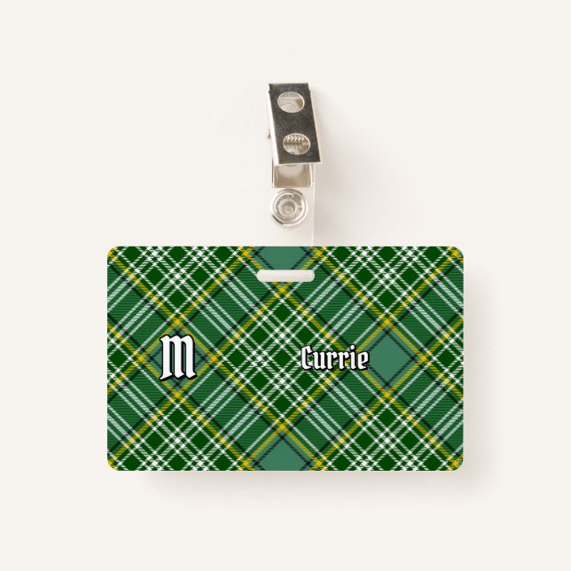 Clan Currie Tartan Ausweis (Vorderseite mit Klammer)