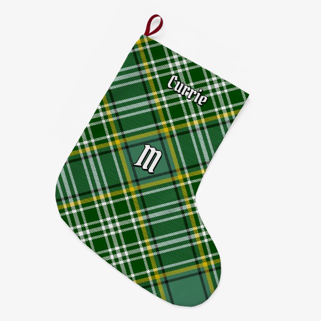Clan Currie Tartan Großer Weihnachtsstrumpf (Vorderansicht (hängend))