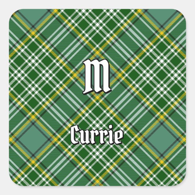 Clan Currie Tartan Quadratischer Aufkleber (Vorderseite)