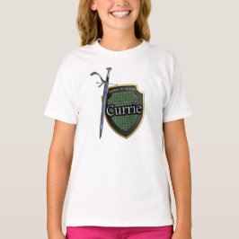 Clan Currie Tartan-schottisches Schild u. Klinge T-Shirt