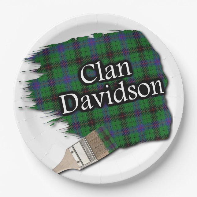 Clan Davidson Scottish Tartan Paint Brush Pappteller (Vorderseite)