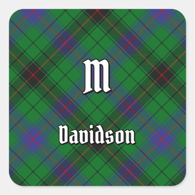 Clan Davidson Tartan Quadratischer Aufkleber (Vorderseite)