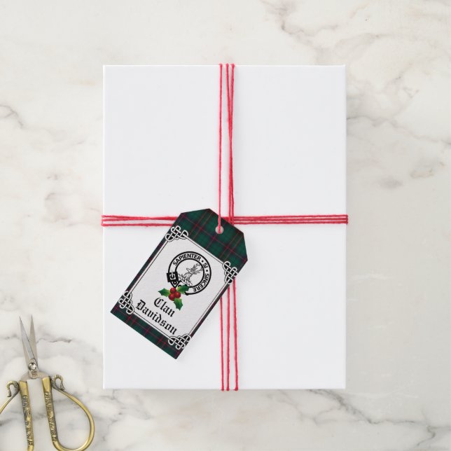 Clan Davidson Wappen Abzeichen & Tartan Holiday Geschenkanhänger (Mit Garn)