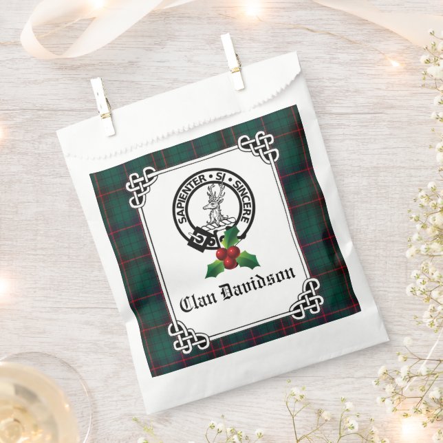 Clan Davidson Wappen Abzeichen & Tartan Holiday Geschenktütchen (Ausgeschnitten)