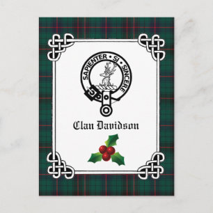 Clan Davidson Wappen Abzeichen & Tartan Holiday Postkarte