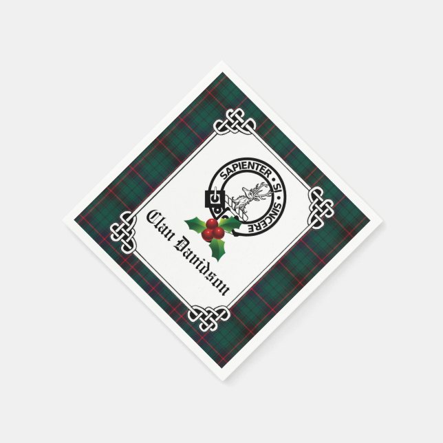 Clan Davidson Wappen Abzeichen & Tartan Holiday Serviette (Ecke)