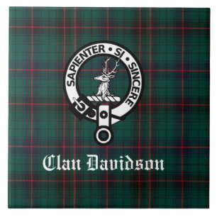 Clan Davidson Wappen Abzeichen und Tartan Fliese