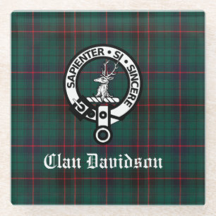 Clan Davidson Wappen Abzeichen und Tartan Glasuntersetzer