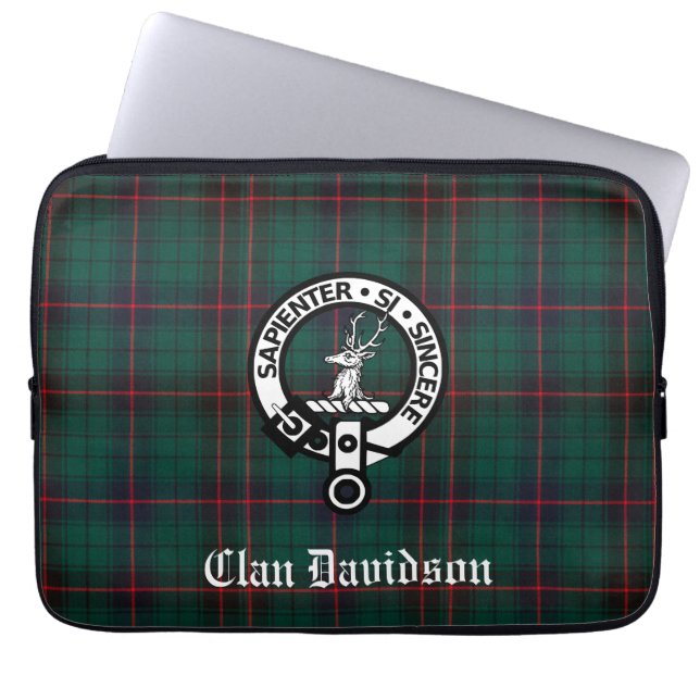 Clan Davidson Wappen Abzeichen und Tartan Laptopschutzhülle (Vorderseite)