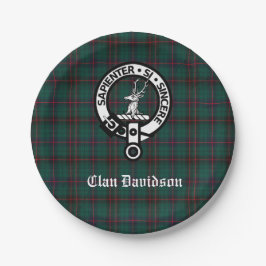 Clan Davidson Wappen Abzeichen und Tartan Pappteller