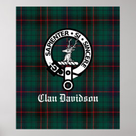 Clan Davidson Wappen Abzeichen und Tartan Poster
