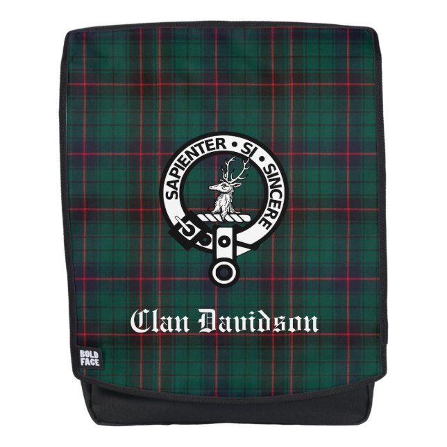 Clan Davidson Wappen Abzeichen und Tartan Rucksack (Vorderseite)