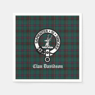 Clan Davidson Wappen Abzeichen und Tartan Serviette