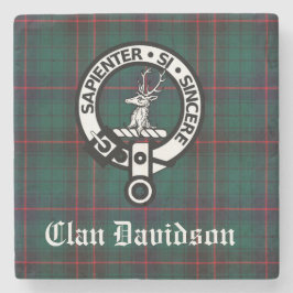 Clan Davidson Wappen Abzeichen und Tartan Steinuntersetzer
