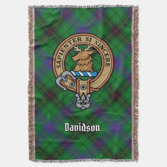 Clan Davidson-Wappen auf Tartan Decke (Vorderseite Vertikal)