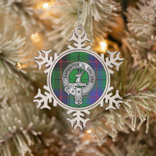 Clan Davidson Wappen & Tartan Schneeflocken Zinn-Ornament