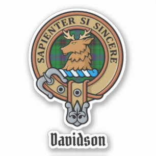 Clan Davidson Wappen über Tartan Aufkleber
