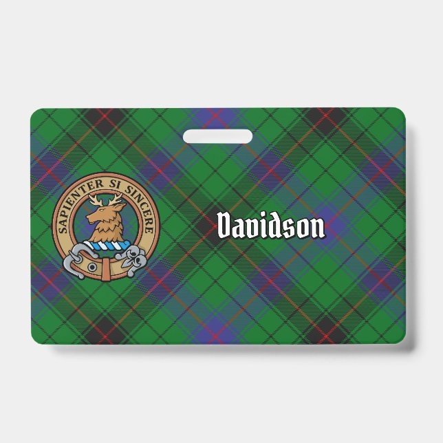 Clan Davidson Wappen über Tartan Ausweis (Vorderseite)
