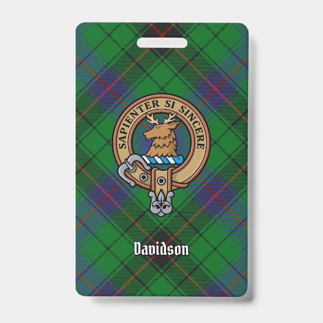 Clan Davidson Wappen über Tartan Ausweis (Vorderseite)