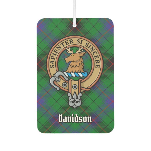 Clan Davidson Wappen über Tartan Autolufterfrischer (Vorderseite)