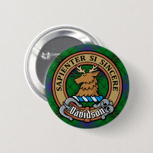 Clan Davidson Wappen über Tartan Button