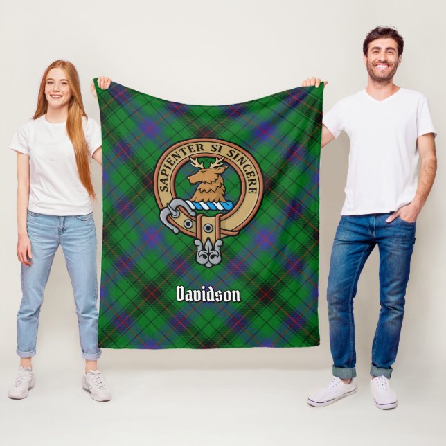 Clan Davidson Wappen über Tartan Fleecedecke (Beispiel)