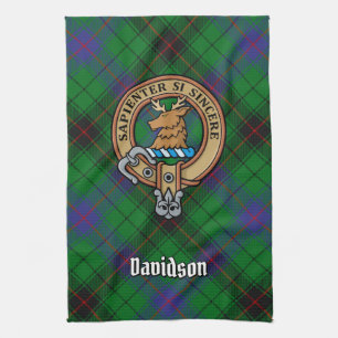 Clan Davidson Wappen über Tartan Geschirrtuch