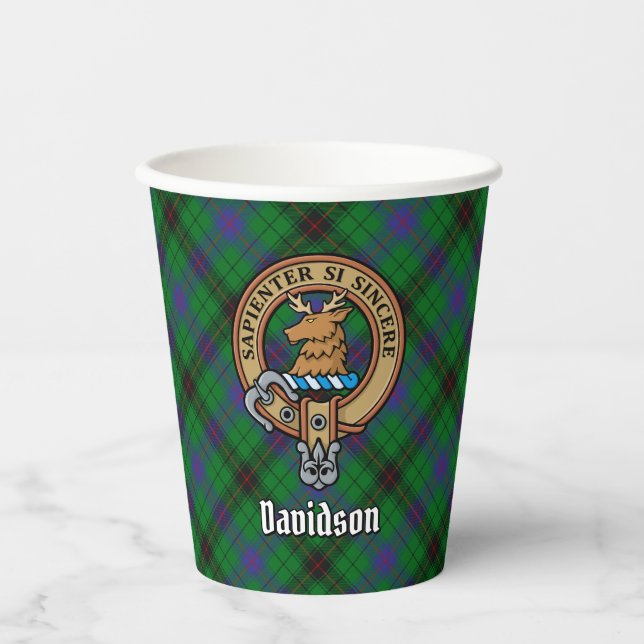 Clan Davidson Wappen über Tartan Pappbecher (Vorderseite)
