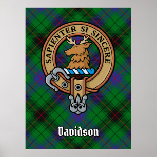 Clan Davidson Wappen über Tartan Poster