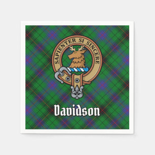 Clan Davidson Wappen über Tartan Serviette