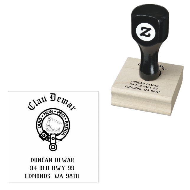 Clan Dewar Wappen Abzeichen Anpassbare Gummi-Brief Gummistempel (Stempel)
