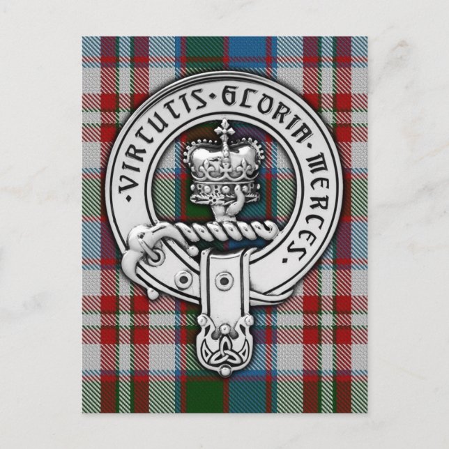 Clan Donnachaidh (Robertson) Wappen & Dress Tartan Postkarte (Vorderseite)