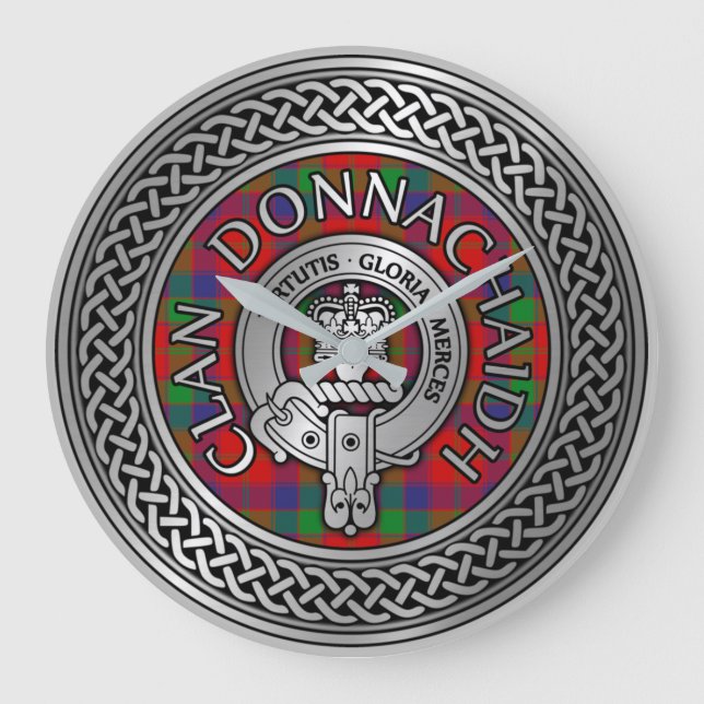 Clan Donnachaidh | Robertson Wappen & Tartan Knot Große Wanduhr (Vorderseite)