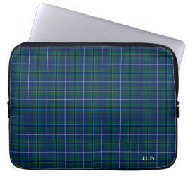 Clan Douglas Tartan Blue und Green Kariert Monogra Laptopschutzhülle