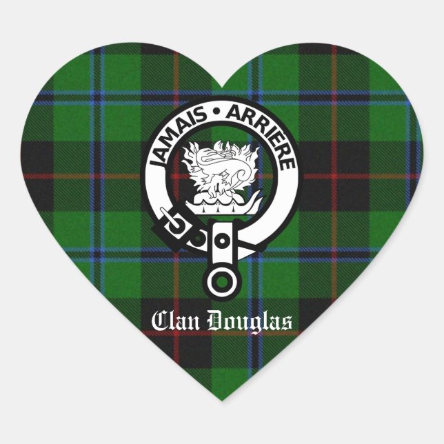 Clan Douglas Tartan Wappen Herz-Aufkleber (Vorderseite)