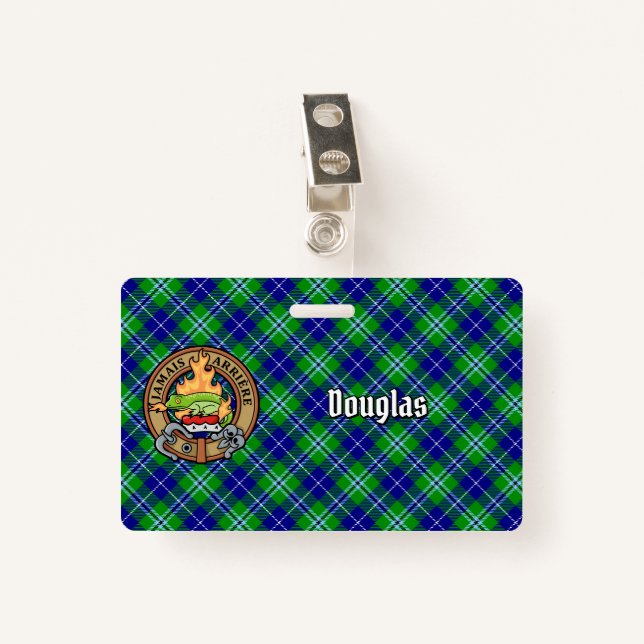Clan Douglas Wappen über Tartan Ausweis (Vorderseite mit Klammer)