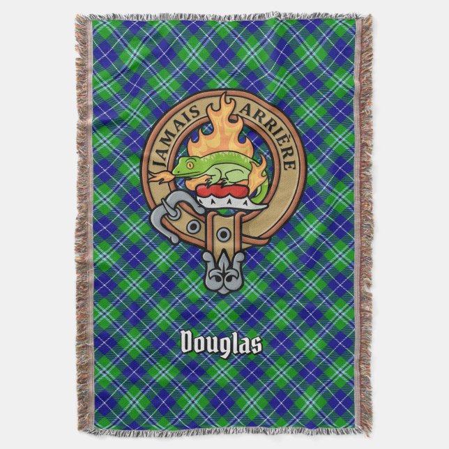 Clan Douglas Wappen über Tartan Decke (Vorderseite Vertikal)
