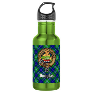 Clan Douglas Wappen über Tartan Edelstahlflasche