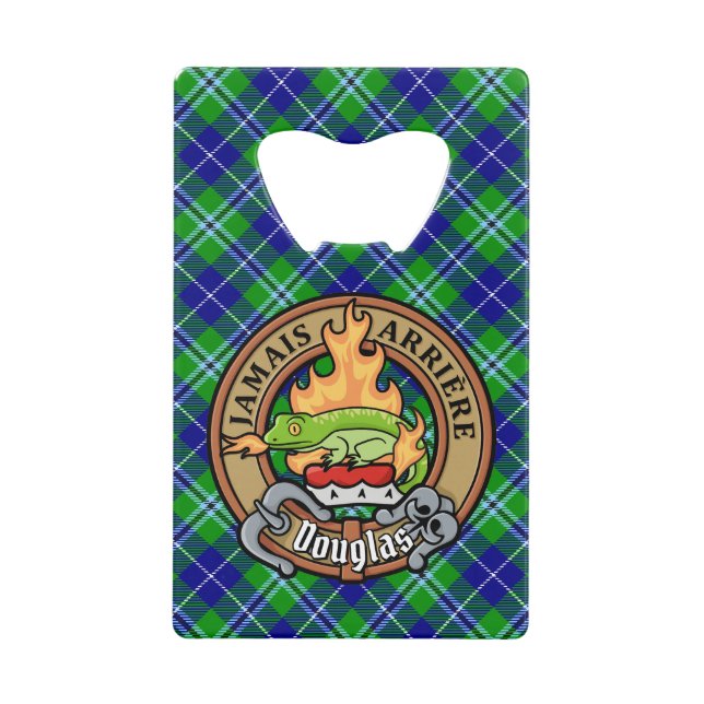 Clan Douglas Wappen über Tartan Geldbeutel Flaschenöffner (Vorderseite)