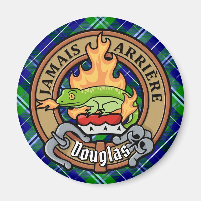 Clan Douglas Wappen über Tartan Magnet (Vorne)