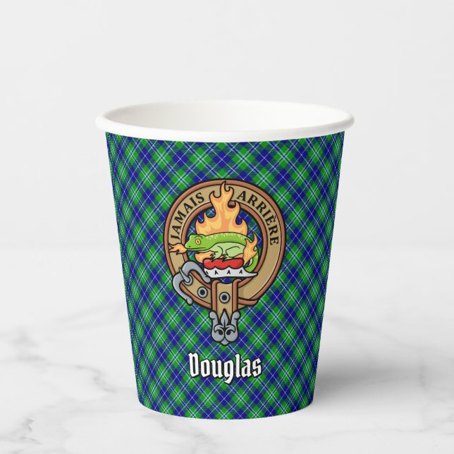 Clan Douglas Wappen über Tartan Pappbecher (Vorderseite)