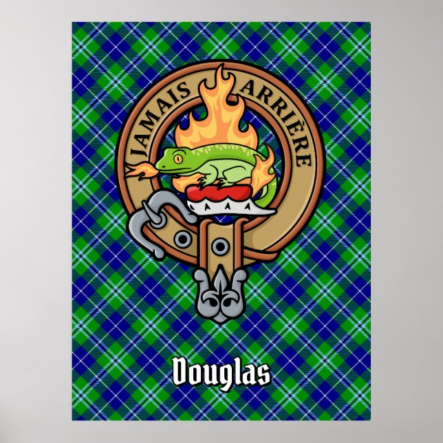 Clan Douglas Wappen über Tartan Poster (Vorne)